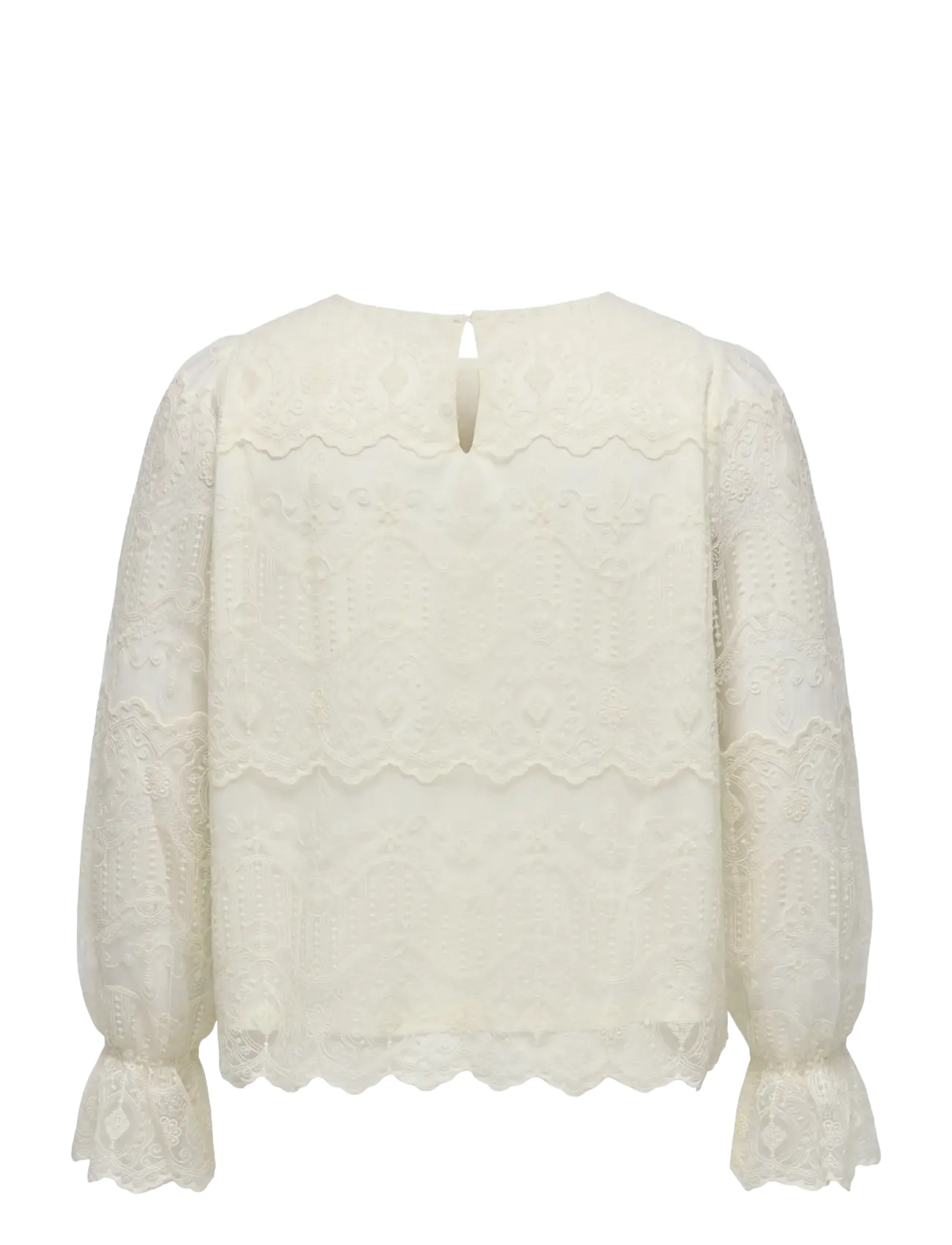 ONLY Carmakoma - CARZENNA L/S LACE O-NECK TOP WVN - long sleeved blouses - cloud dancer - 2