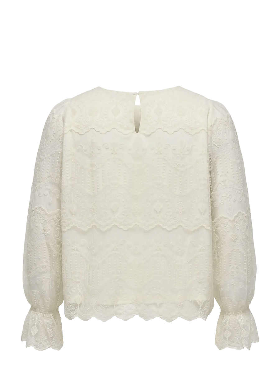 ONLY Carmakoma - CARZENNA L/S LACE O-NECK TOP WVN - long sleeved blouses - cloud dancer - 2