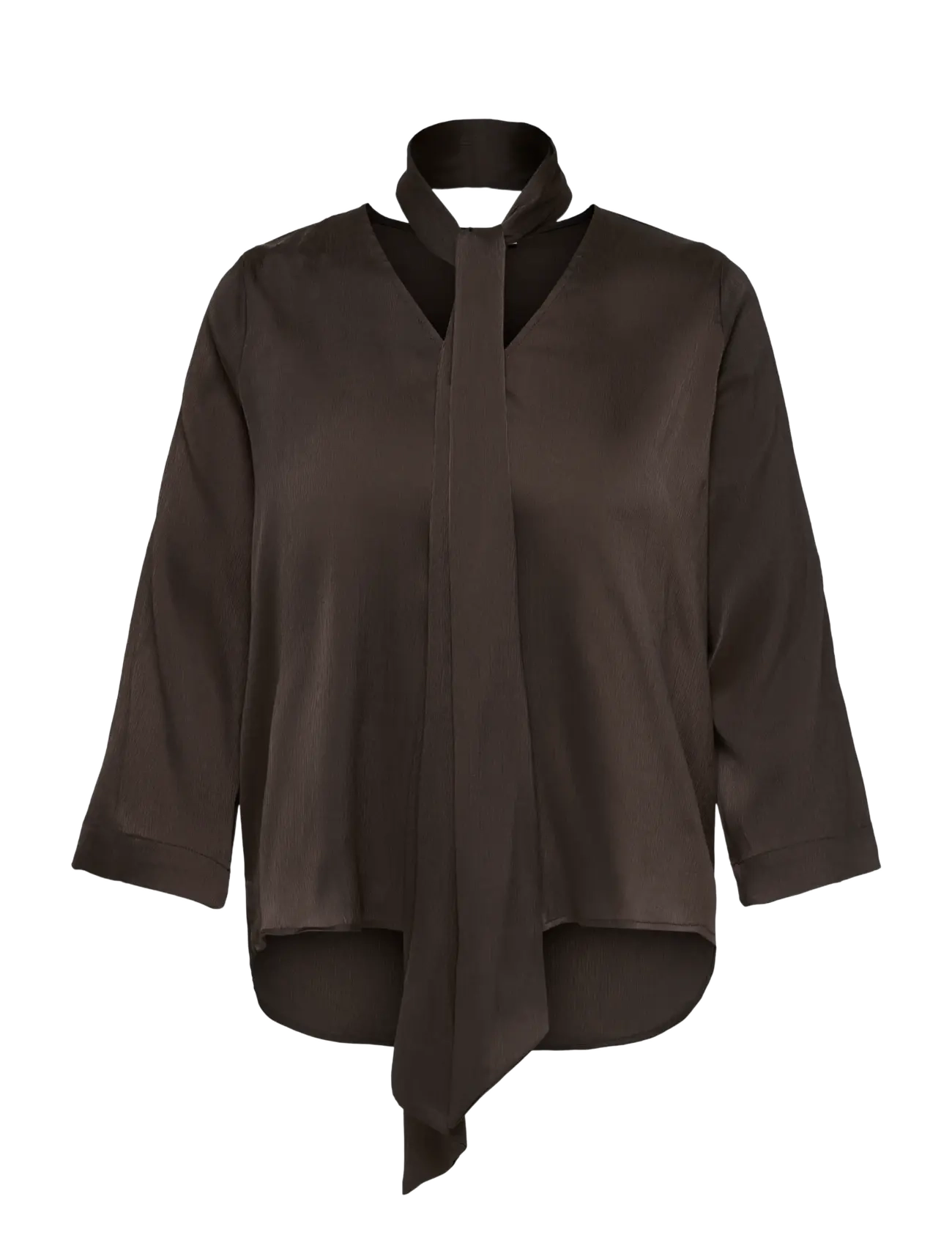 ONLY Carmakoma CARJOANNA L/S TIE TOP WVN - Blusen - COFFEE BEAN / brown