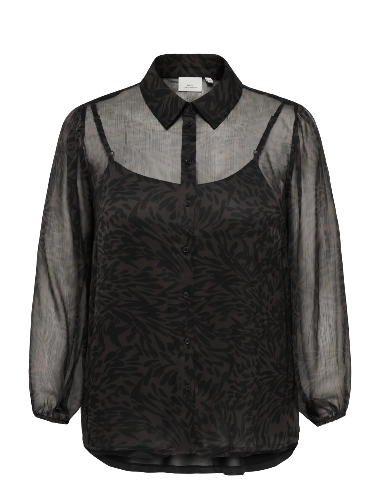 ONLY Carmakoma CARSTAR PENINNA L/S SHIRT AOP BF - Summer in the city - CHOCOLATE PLUM / brown