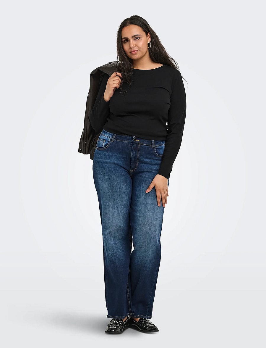 ONLY Carmakoma - CARRILEY L/S O-NECK TOP JRS NOOS - langærmede toppe - black - 4
