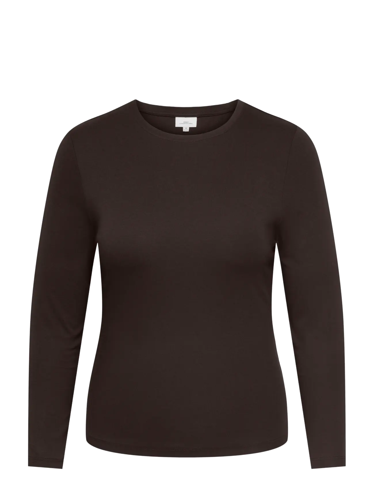 ONLY Carmakoma CARRILEY L/S O-NECK TOP JRS NOOS - T-shirts & Toppar - BLACK COFFEE / brown