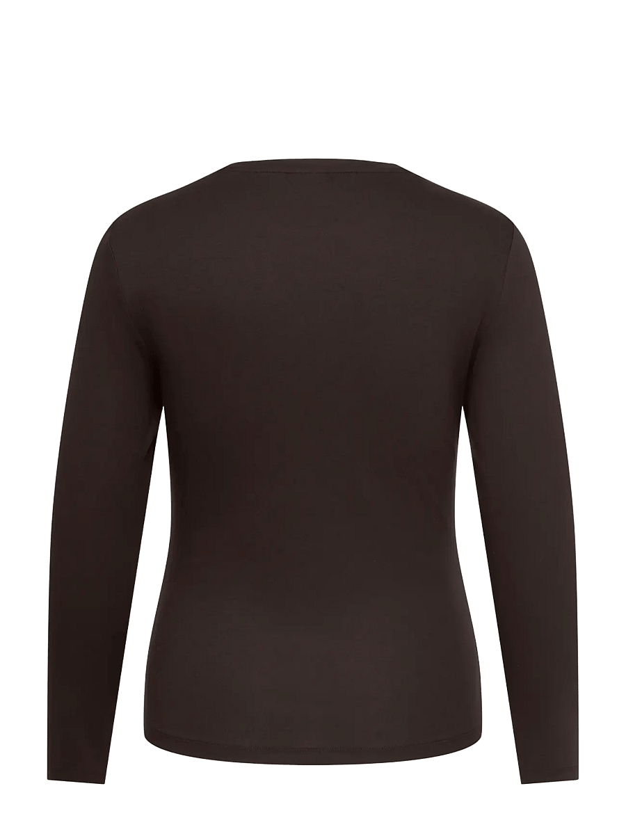 ONLY Carmakoma - CARRILEY L/S O-NECK TOP JRS NOOS - langærmede toppe - black coffee - 1