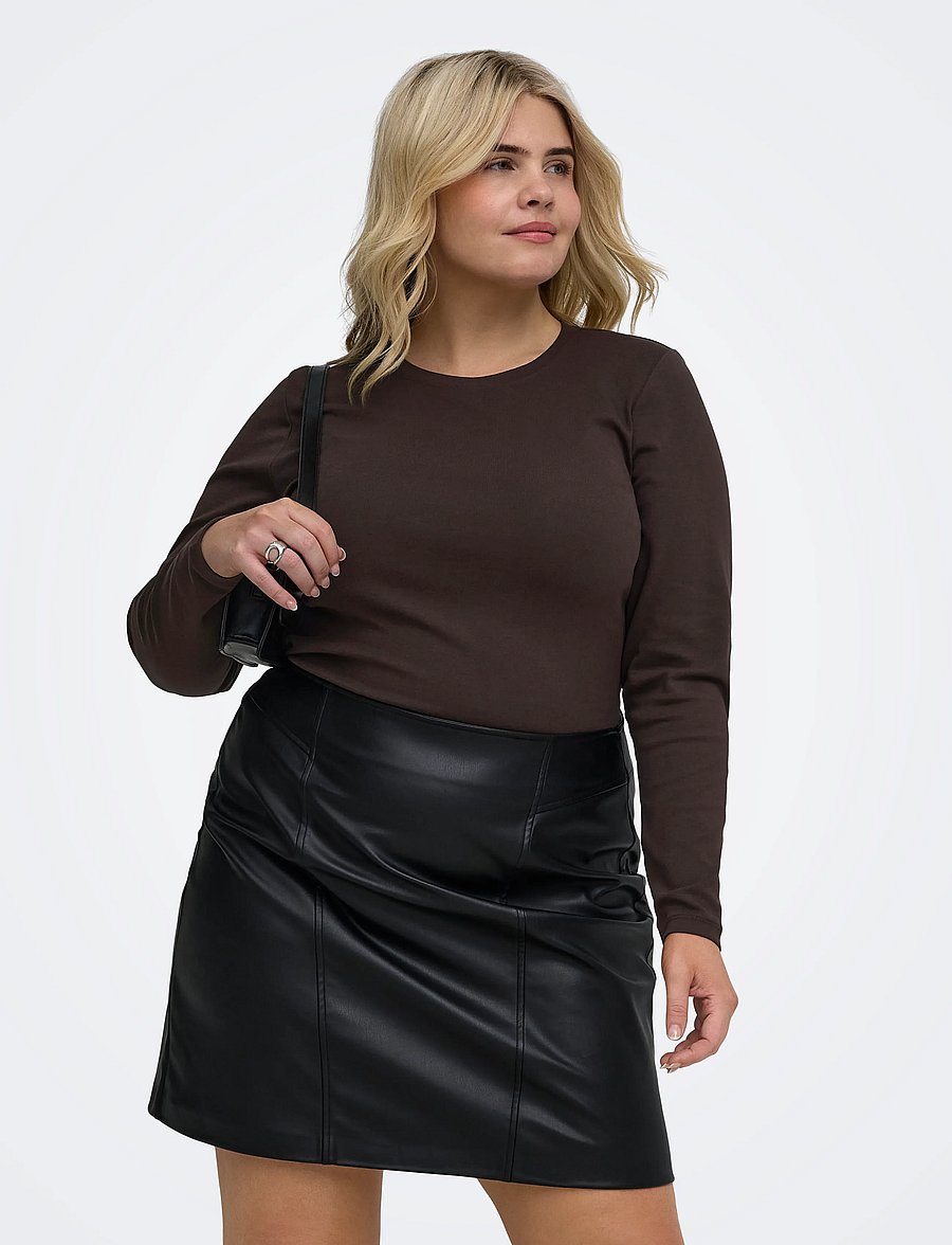 ONLY Carmakoma - CARRILEY L/S O-NECK TOP JRS NOOS - t-shirts met lange mouwen - black coffee - 0