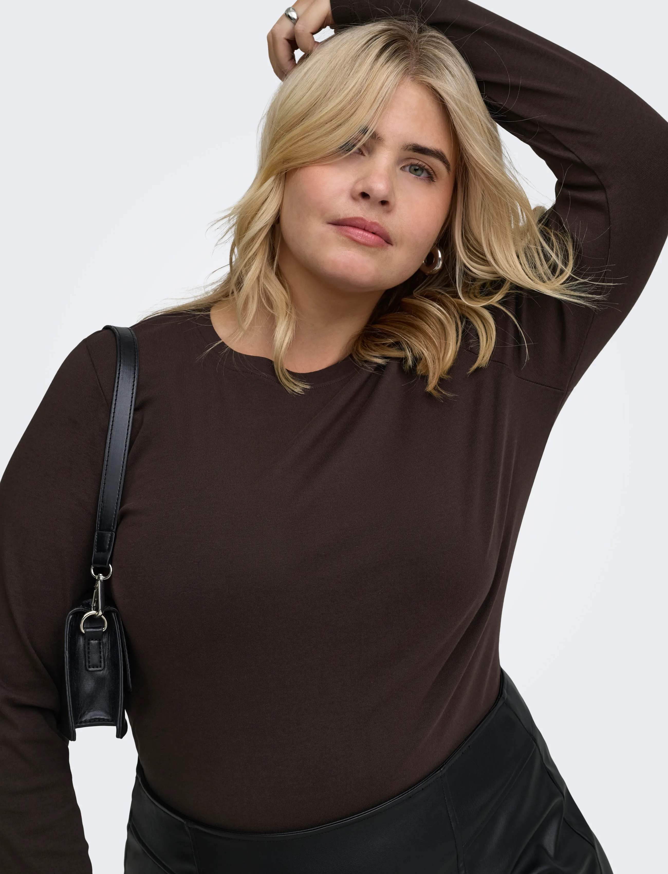 ONLY Carmakoma - CARRILEY L/S O-NECK TOP JRS NOOS - t-shirts met lange mouwen - black coffee - 5