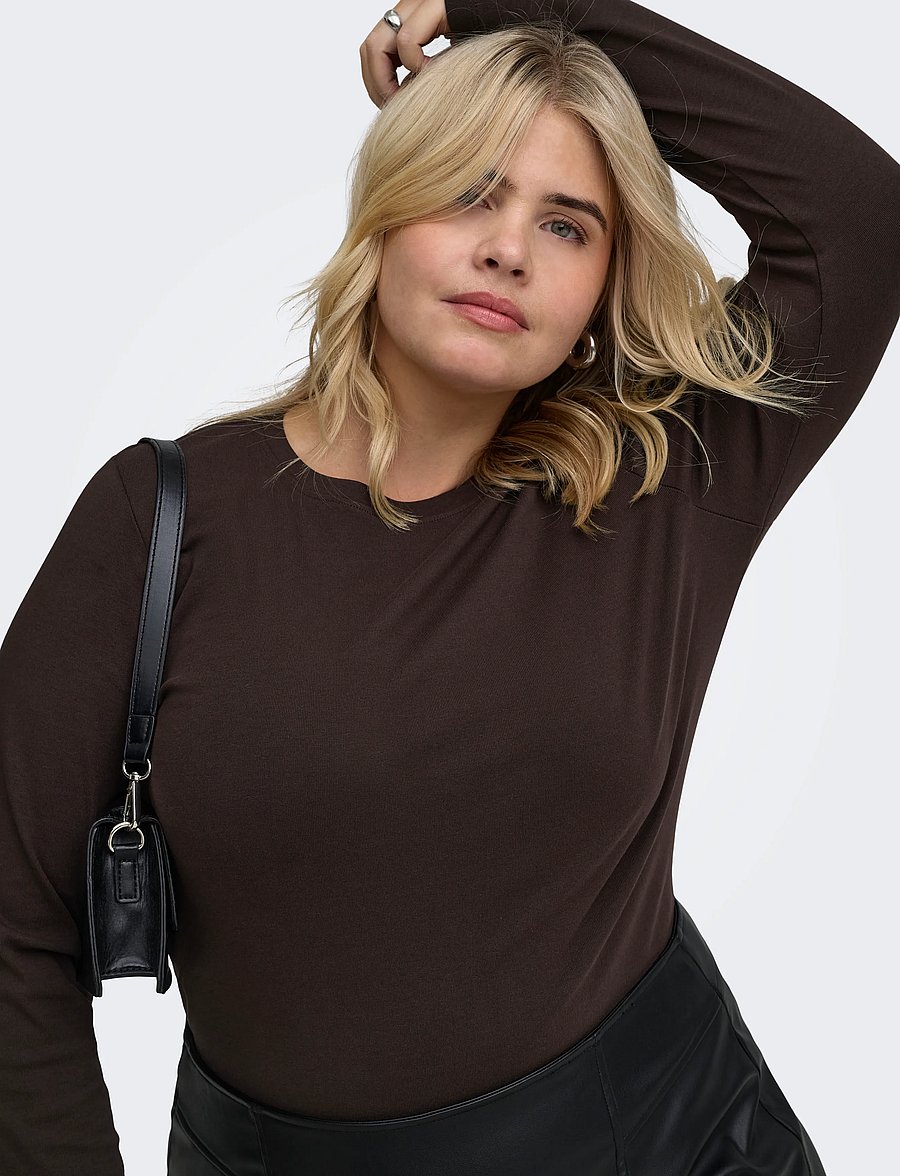ONLY Carmakoma - CARRILEY L/S O-NECK TOP JRS NOOS - t-shirts met lange mouwen - black coffee - 5