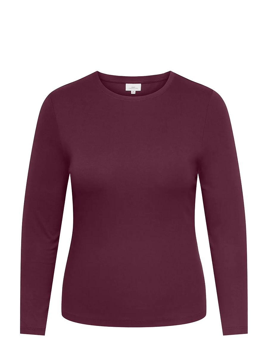 ONLY Carmakoma - CARRILEY L/S O-NECK TOP JRS NOOS - pikkade varrukatega alussärgid - winetasting - 0