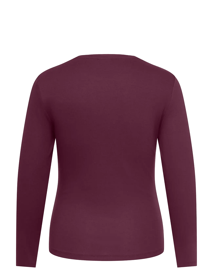 ONLY Carmakoma - CARRILEY L/S O-NECK TOP JRS NOOS - pikkade varrukatega alussärgid - winetasting - 1