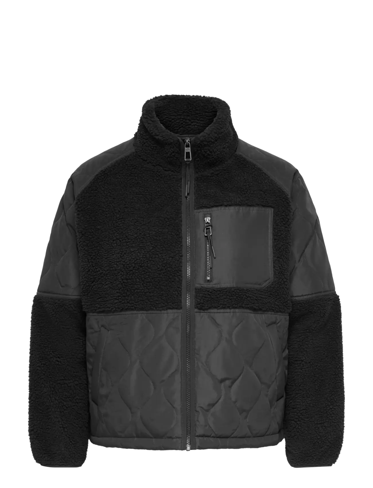 ONLY Carmakoma CAROHIO QUILT MIX FLEECE SHORT JACKT OTW - Quiltade jackor - BLACK / black