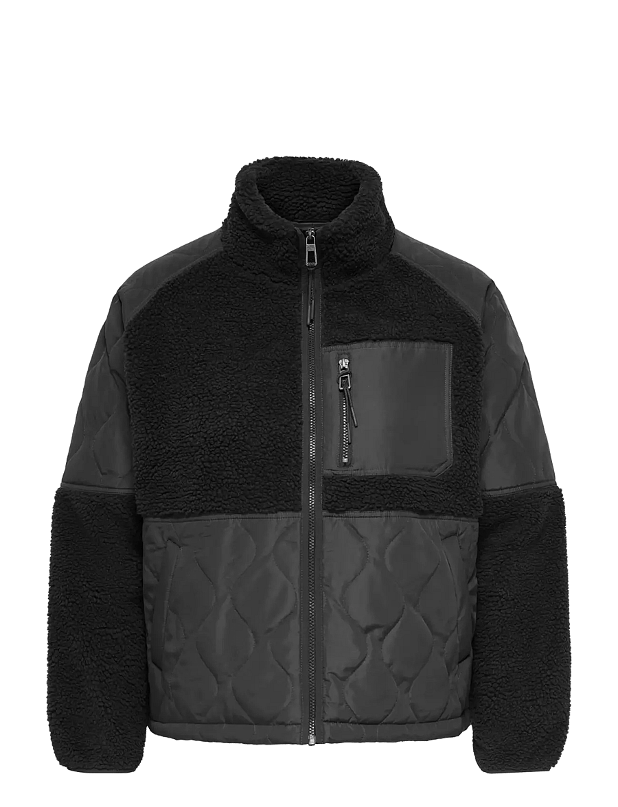 ONLY Carmakoma - CAROHIO QUILT MIX FLEECE SHORT JACKT OTW - black - 0