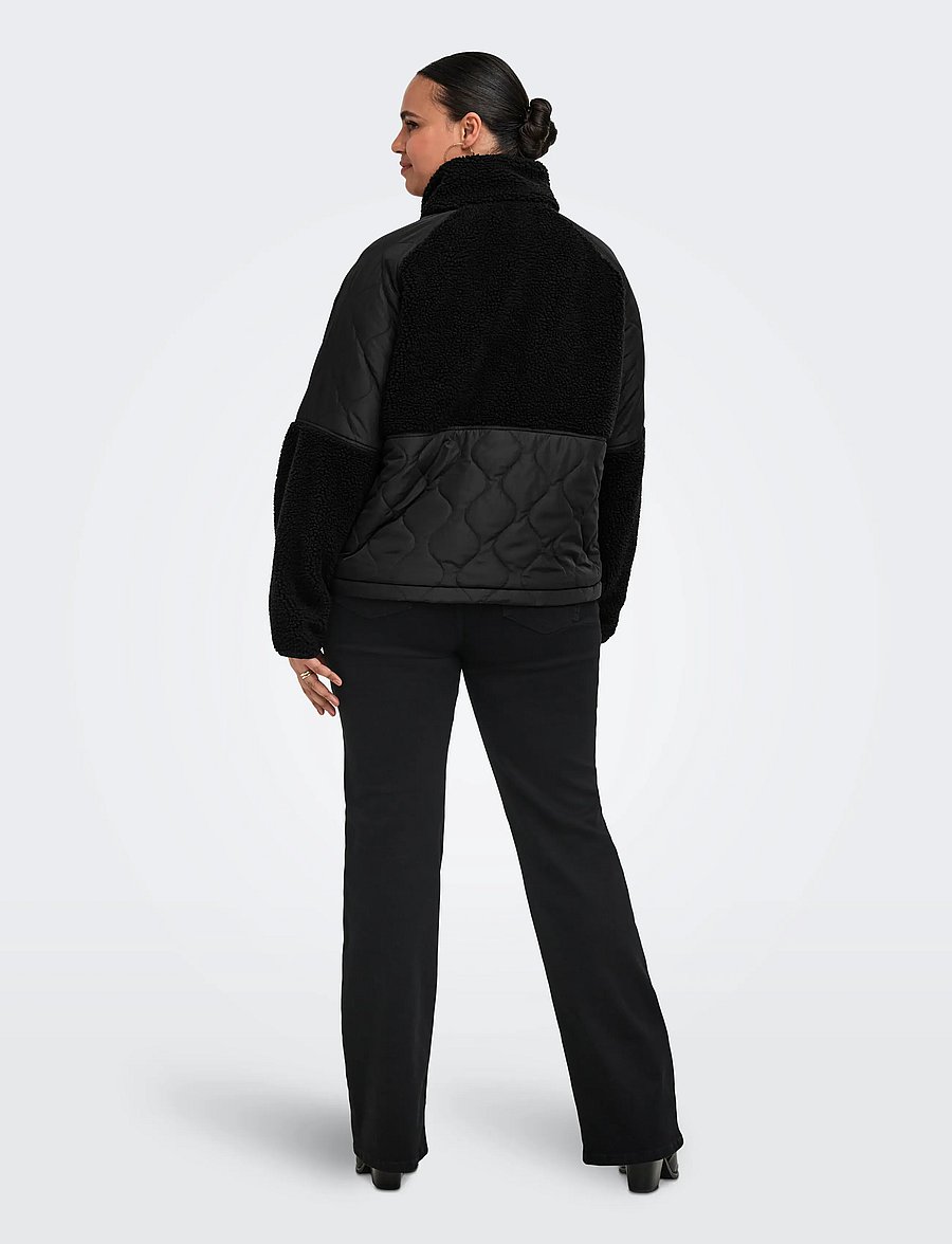 ONLY Carmakoma - CAROHIO QUILT MIX FLEECE SHORT JACKT OTW - quiltede jakker - black - 3