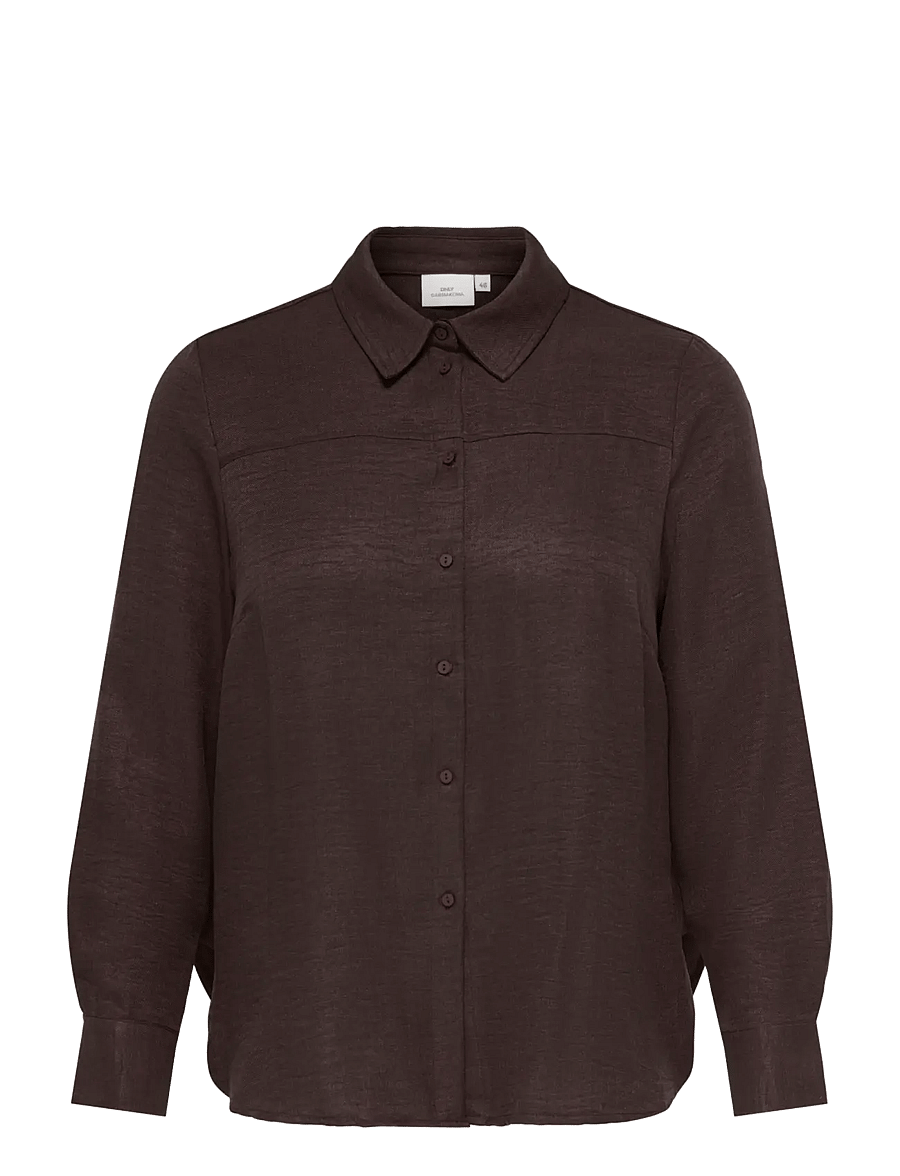 ONLY Carmakoma - CARBAY L/S TOPSTITCH CUFF SHIRT WVN BF - coffee bean - 0