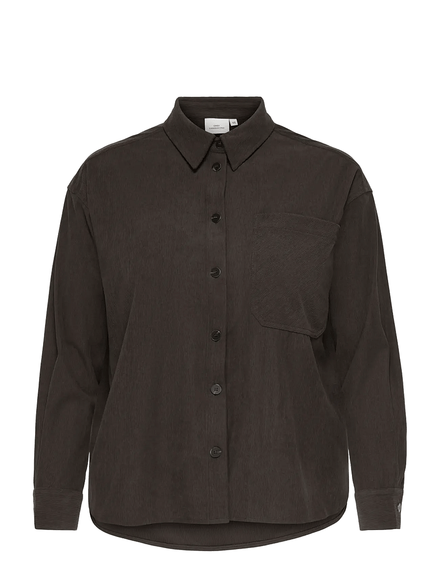 ONLY Carmakoma - CARLAYLA L/S BUTTON CORDUROY SHIRT PNT - langärmlige hemden - coffee bean - 0