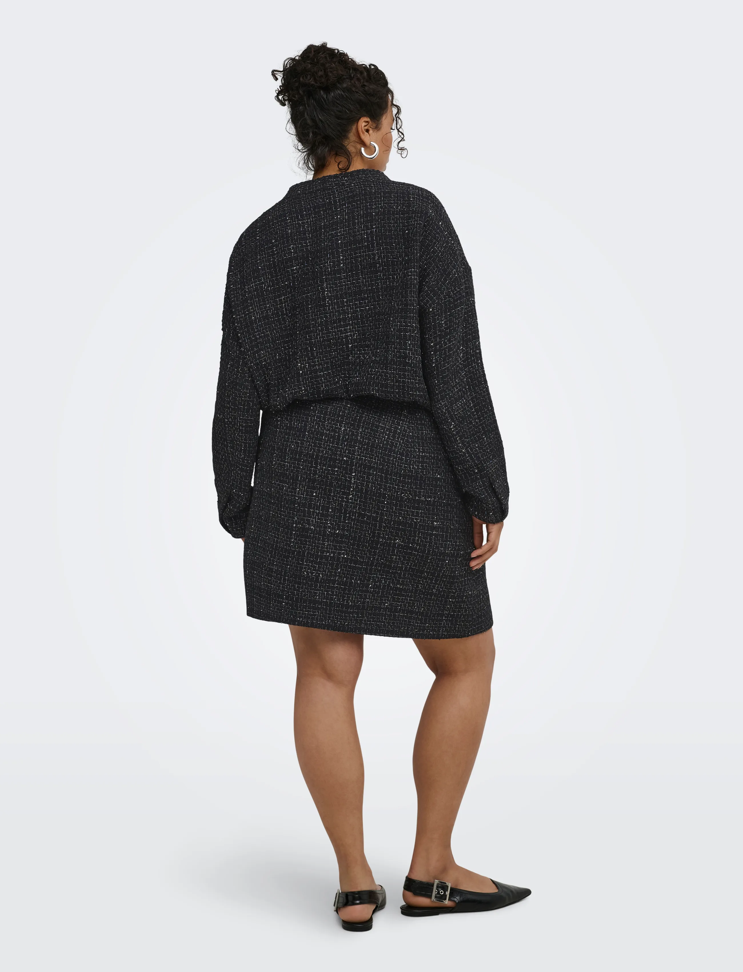 ONLY Carmakoma - CARAMAYA MINI GLITTER BOUCLE SKIRT PNT - kurze röcke - black - 3