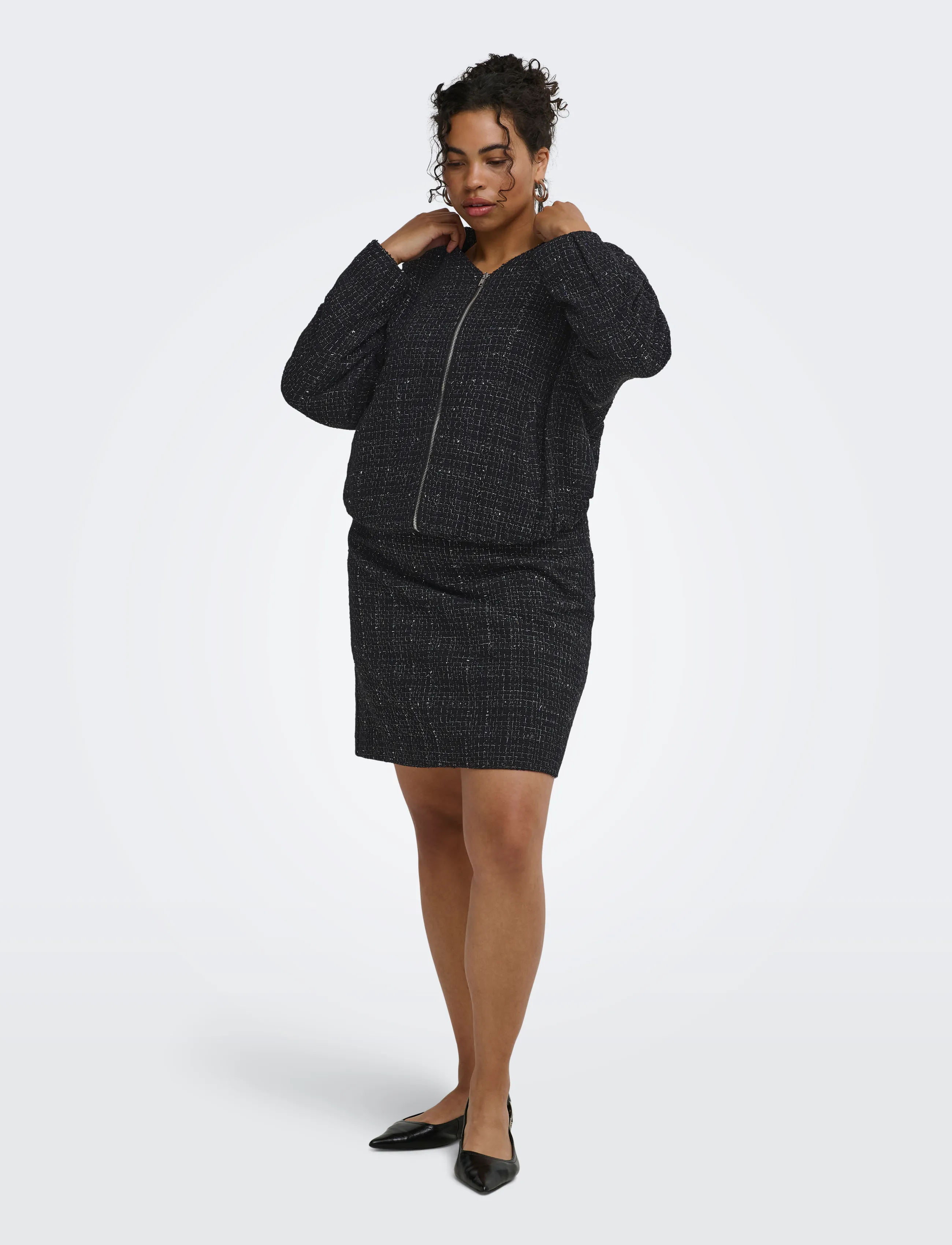 ONLY Carmakoma - CARAMAYA MINI GLITTER BOUCLE SKIRT PNT - kurze röcke - black - 4
