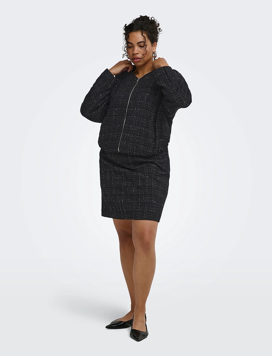 ONLY Carmakoma - CARAMAYA MINI GLITTER BOUCLE SKIRT PNT - kurze röcke - black - 4