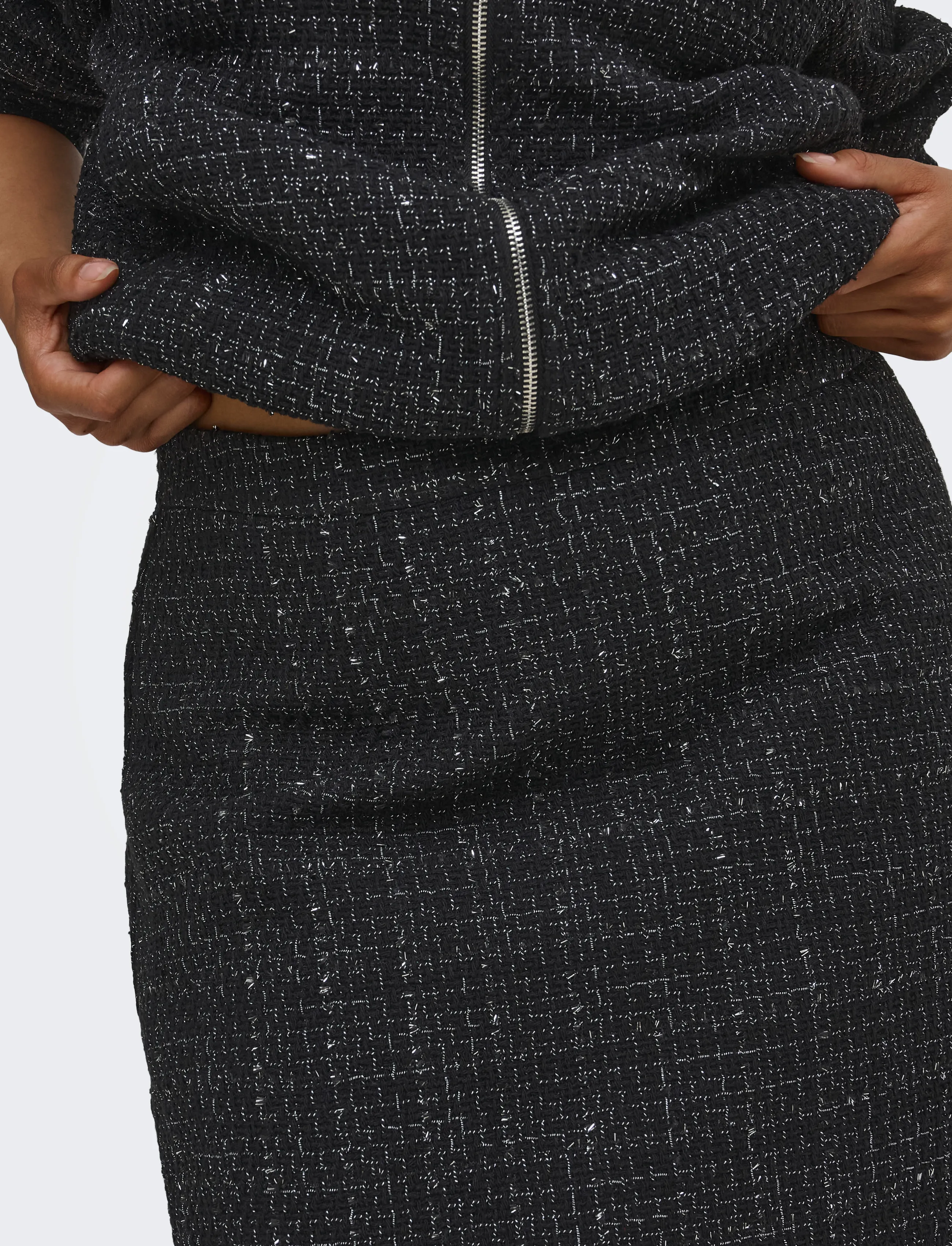 ONLY Carmakoma - CARAMAYA MINI GLITTER BOUCLE SKIRT PNT - kurze röcke - black - 5