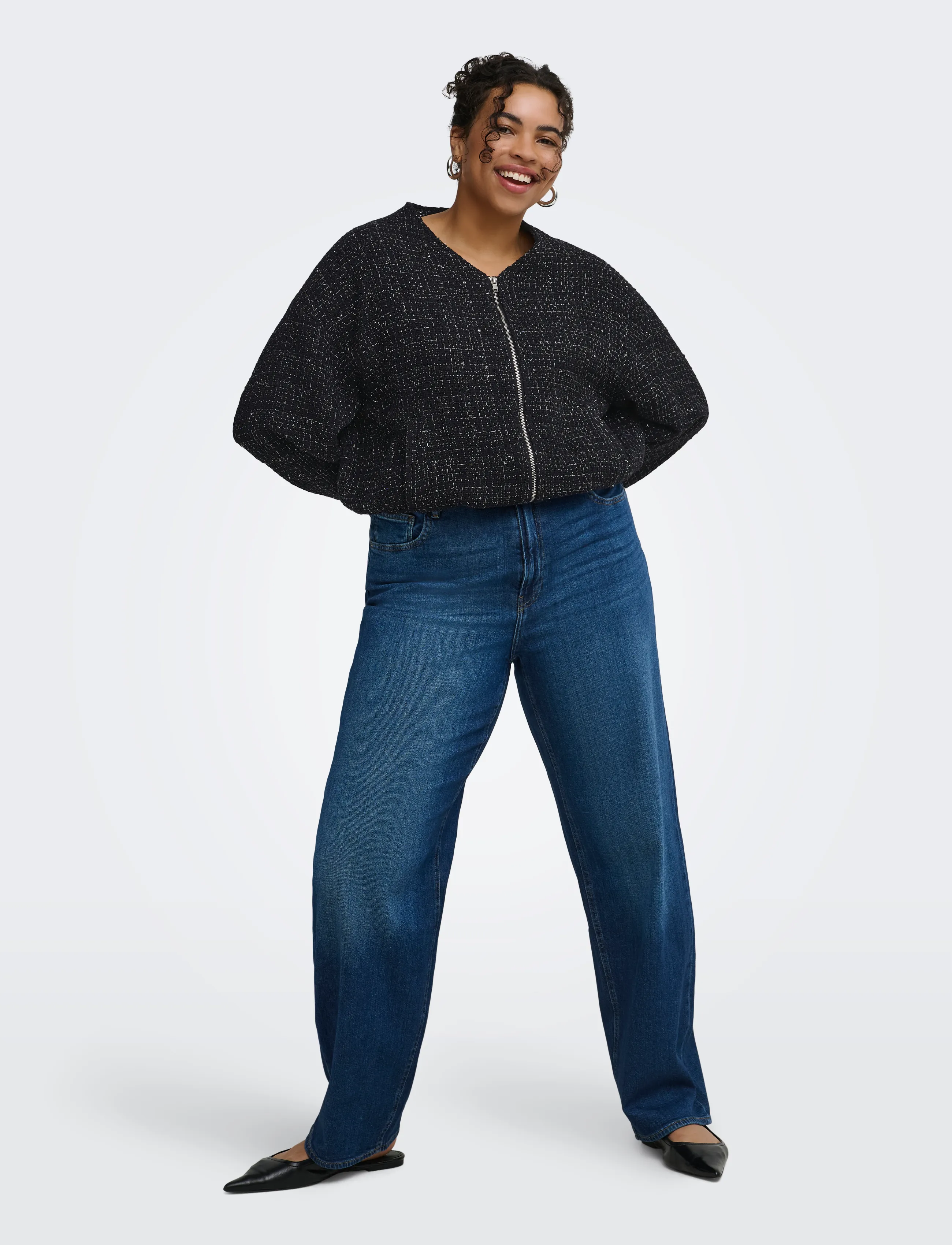 ONLY Carmakoma - CARAMAYA L/S BOUCLE GLITTER BOMBER PNT - bomberjakid - black - 4