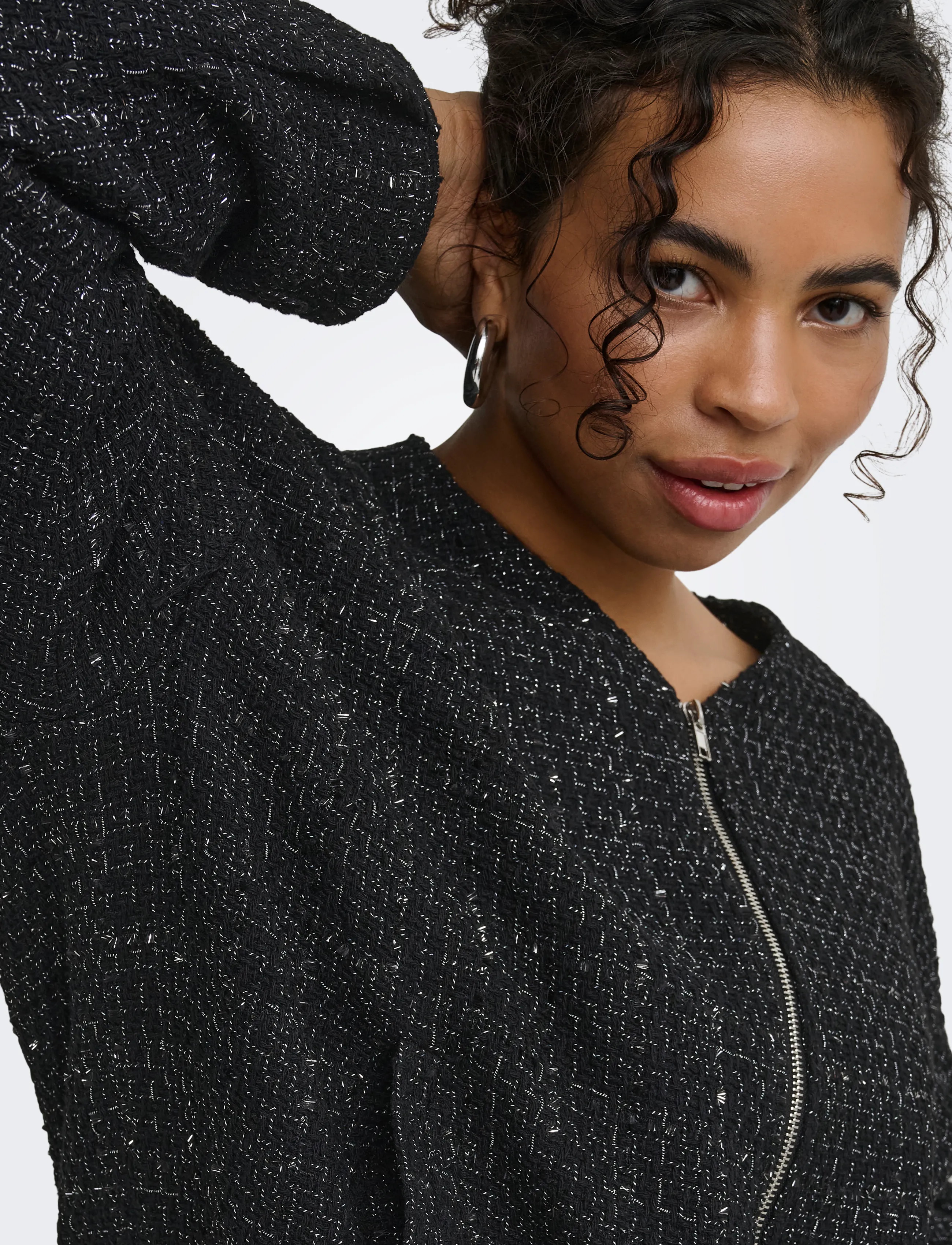 ONLY Carmakoma - CARAMAYA L/S BOUCLE GLITTER BOMBER PNT - bomberjakid - black - 5