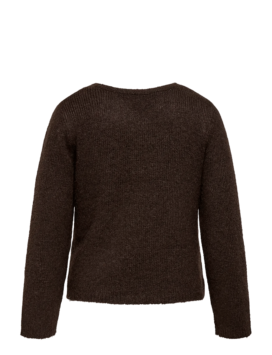 ONLY Carmakoma - CARMAGGIE LS CROSS V-NECK KNT - jumpers - coffee bean - 2