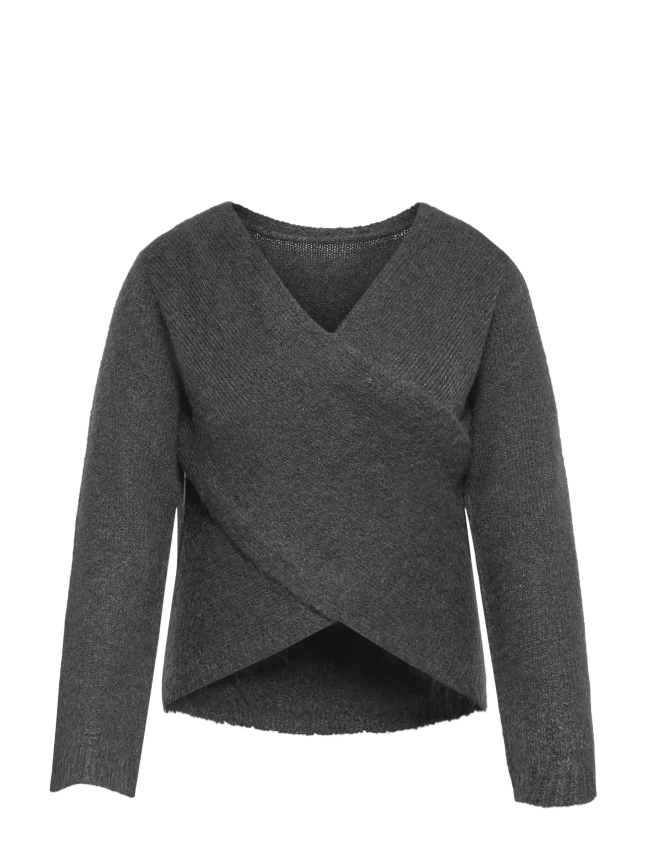 ONLY Carmakoma CARMAGGIE LS CROSS V-NECK KNT - Knitwear - MEDIUM GREY MELANGE / grey