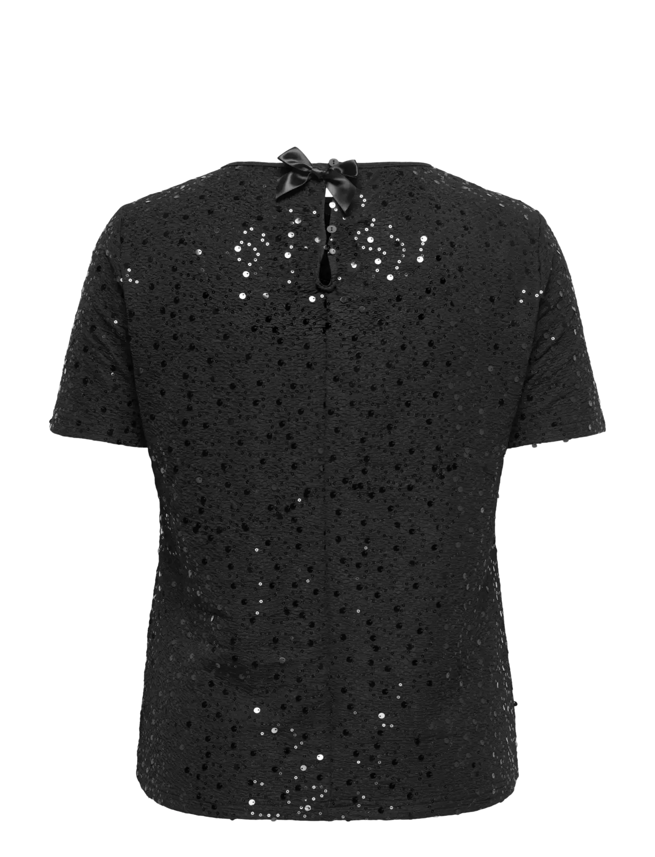 ONLY Carmakoma - CARWHAM 2/4 O-NECK SEQ TOP JRS - short-sleeved blouses - black - 1