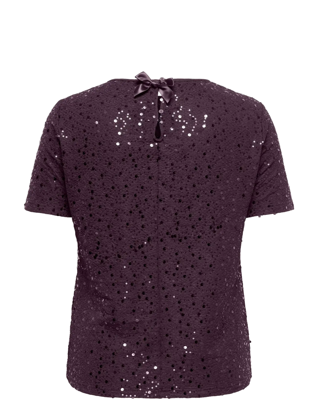 ONLY Carmakoma - CARWHAM 2/4 O-NECK SEQ TOP JRS - kortærmede bluser - plum perfect - 1