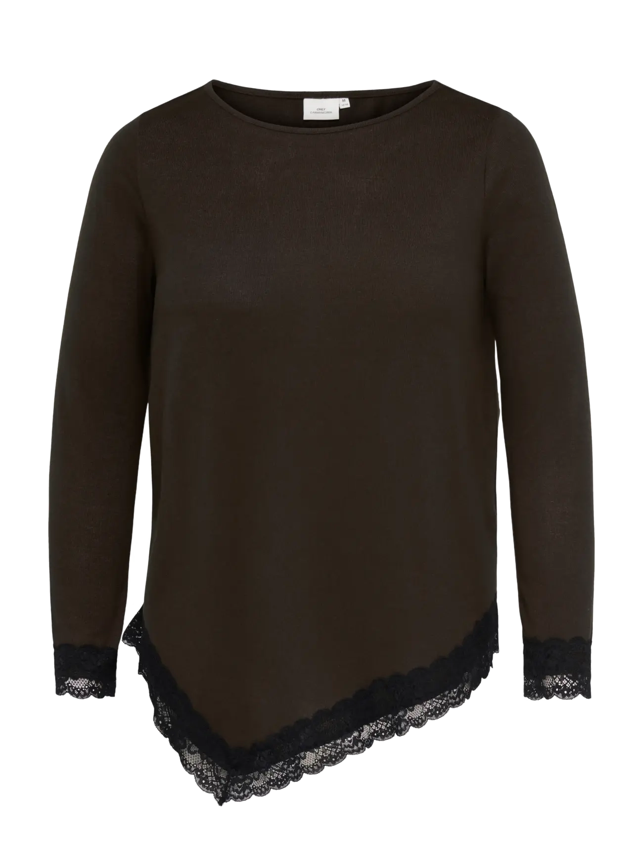 ONLY Carmakoma CARALBA L/S ASSYMETRIC LACE BLOUSE JRS - Pluusid - COFFEE BEAN / brown
