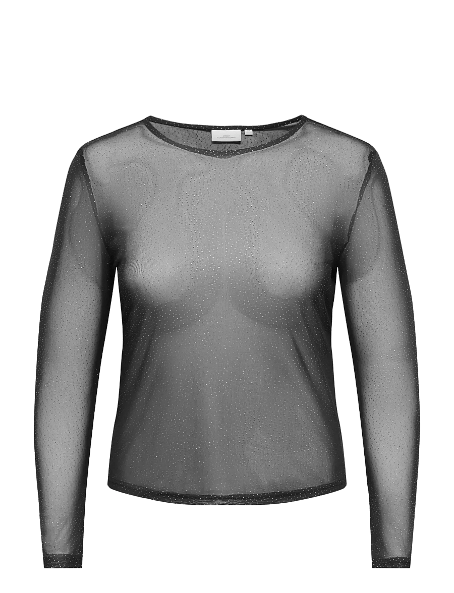 ONLY Carmakoma - CAROPUS L/S MESH GLITTER TOP JRS - langärmlige tops - black - 1
