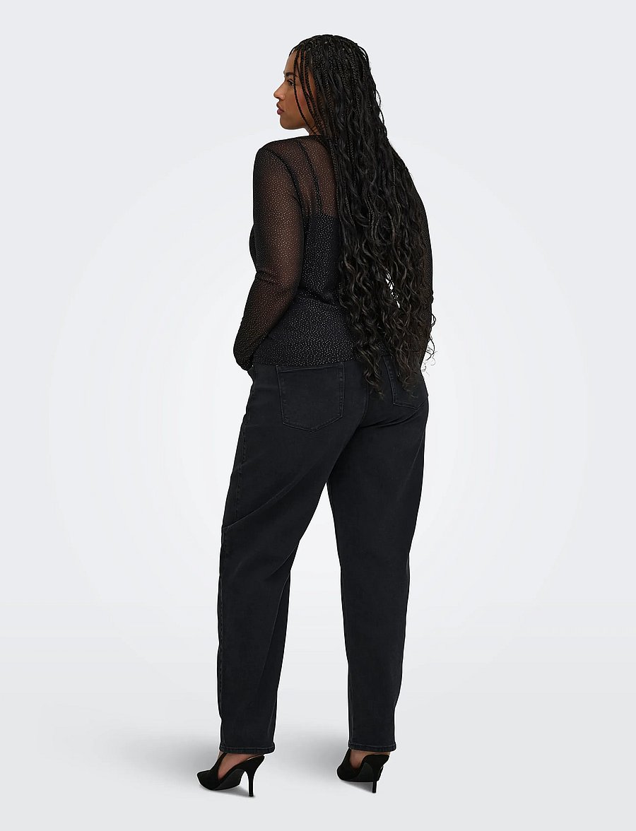 ONLY Carmakoma - CAROPUS L/S MESH GLITTER TOP JRS - langärmlige tops - black - 3