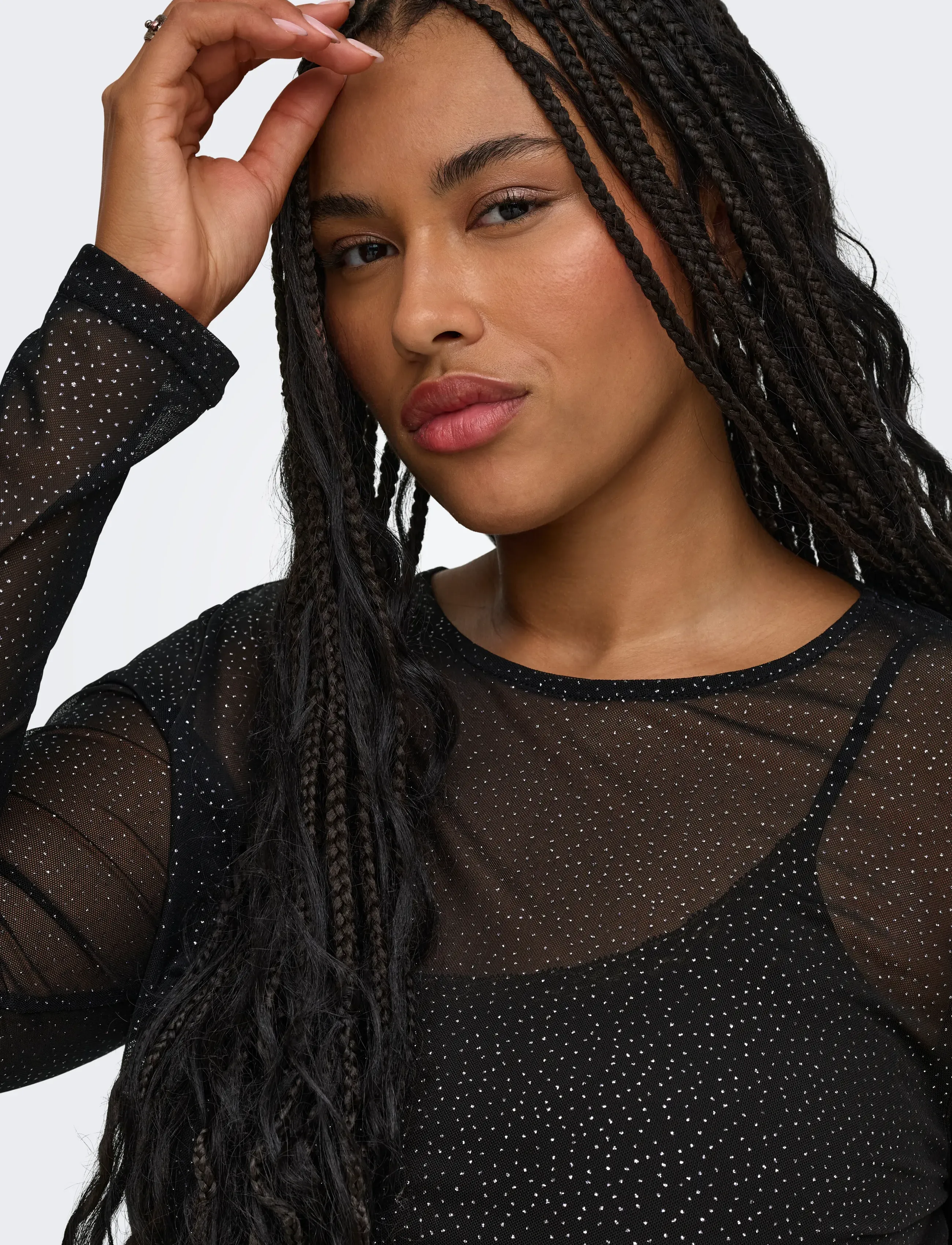 ONLY Carmakoma Caropus L/S Mesh Glitter Top Jrs skjortor & blusar dam – bild 4