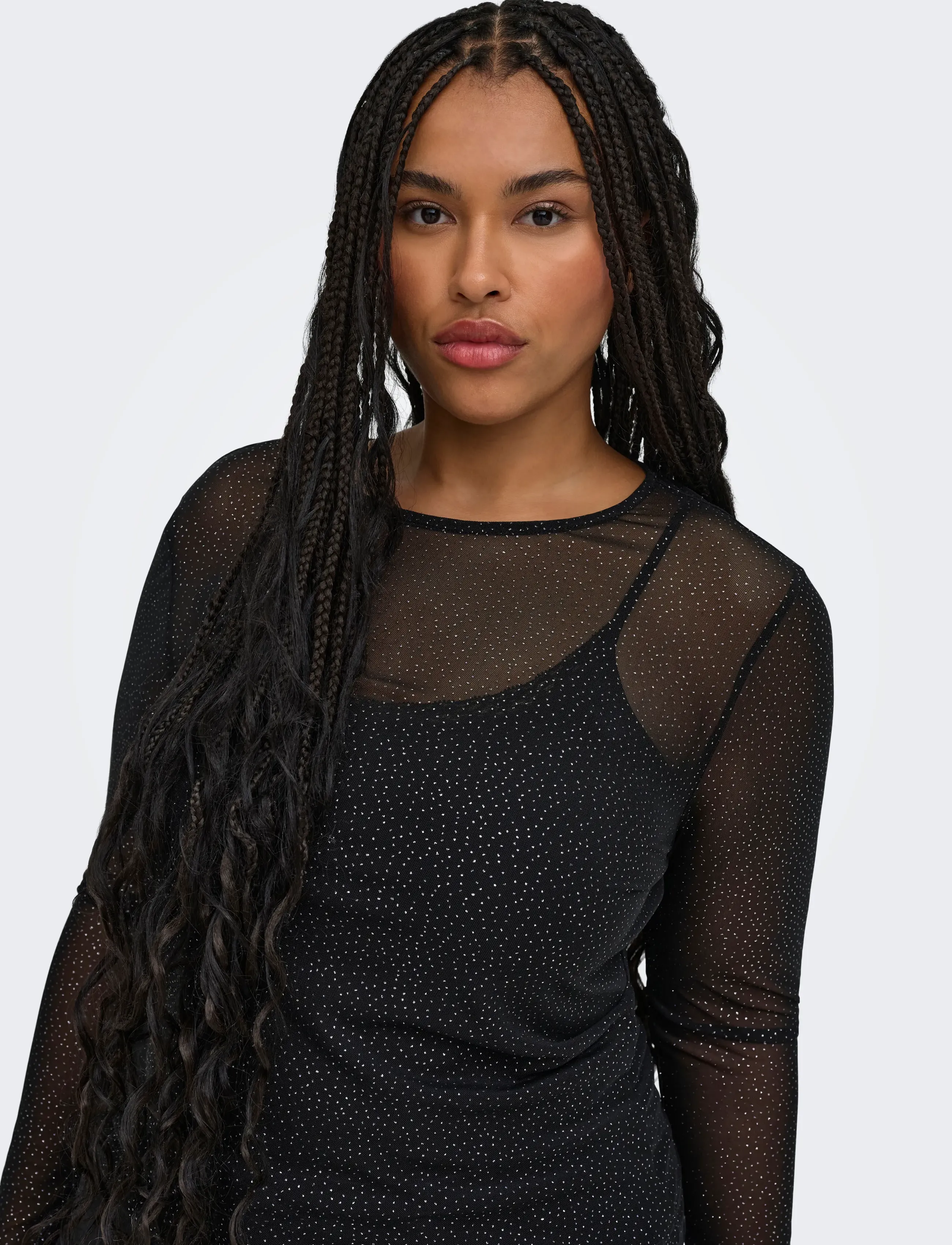 ONLY Carmakoma Caropus L/S Mesh Glitter Top Jrs skjortor & blusar dam – bild 6