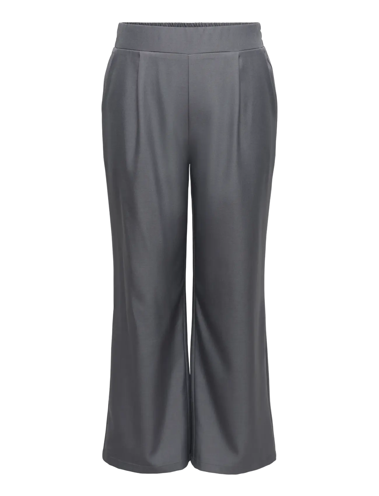 ONLY Carmakoma CARVICTORIA PULL UP WIDE PANT TLR - Tailored trousers - DARK GREY MELANGE / grey