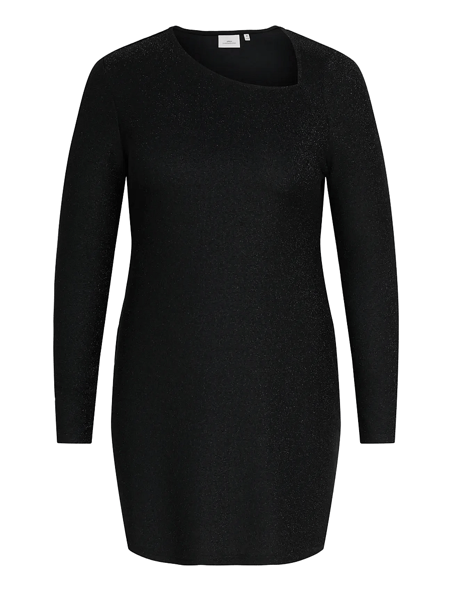 ONLY Carmakoma - CARRICHY L/S ASYMETRIC MINI DRESS JRS - black - 0