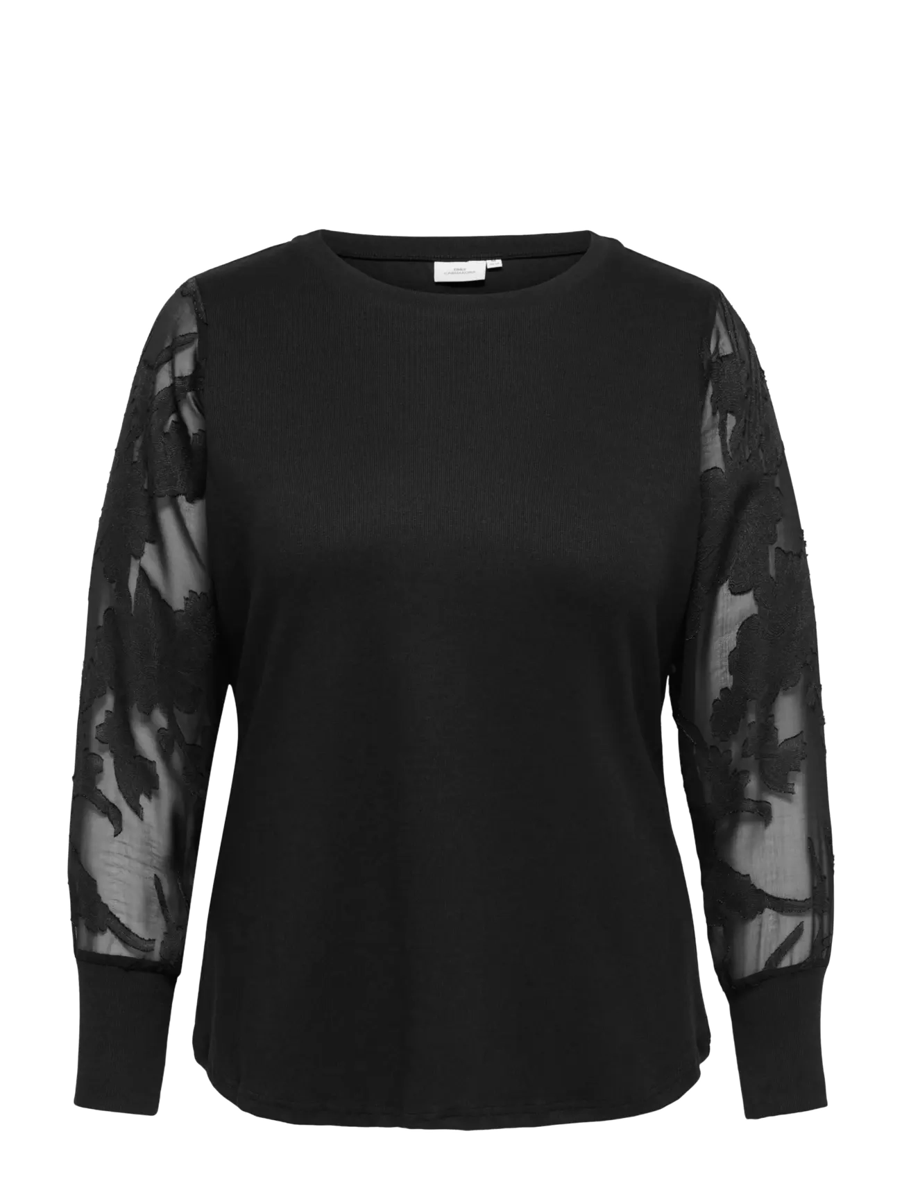 ONLY Carmakoma - CARAMILLA L/S O-NECK MIX BLOUSE JRS - black - 1