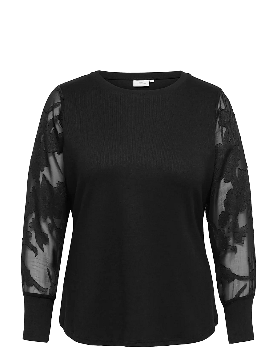 ONLY Carmakoma - CARAMILLA L/S O-NECK MIX BLOUSE JRS - black - 1