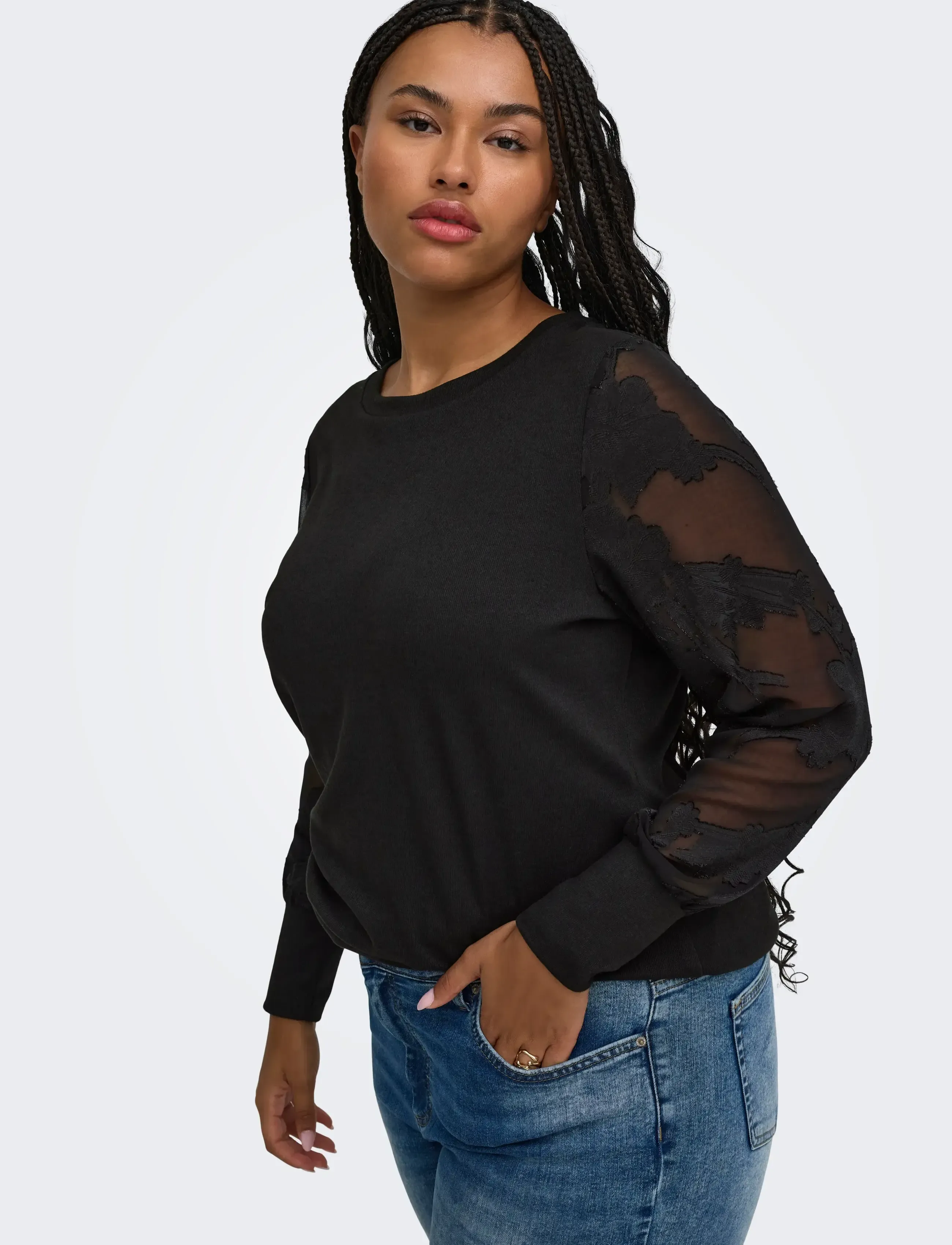 ONLY Carmakoma Caramilla L/S O-Neck Mix Blouse Jrs skjortor & blusar dam – bild 6