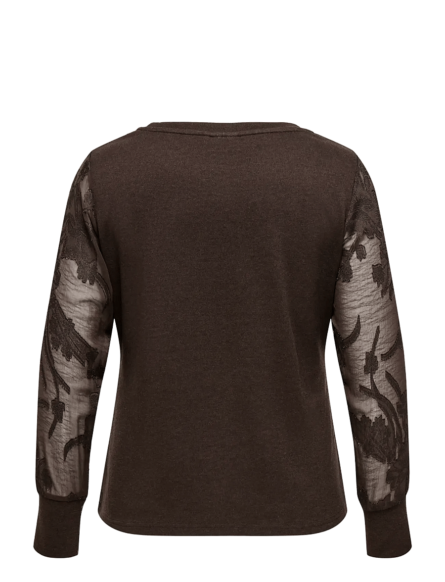 ONLY Carmakoma - CARAMILLA L/S O-NECK MIX BLOUSE JRS - langärmelige blusen - coffee bean - 2