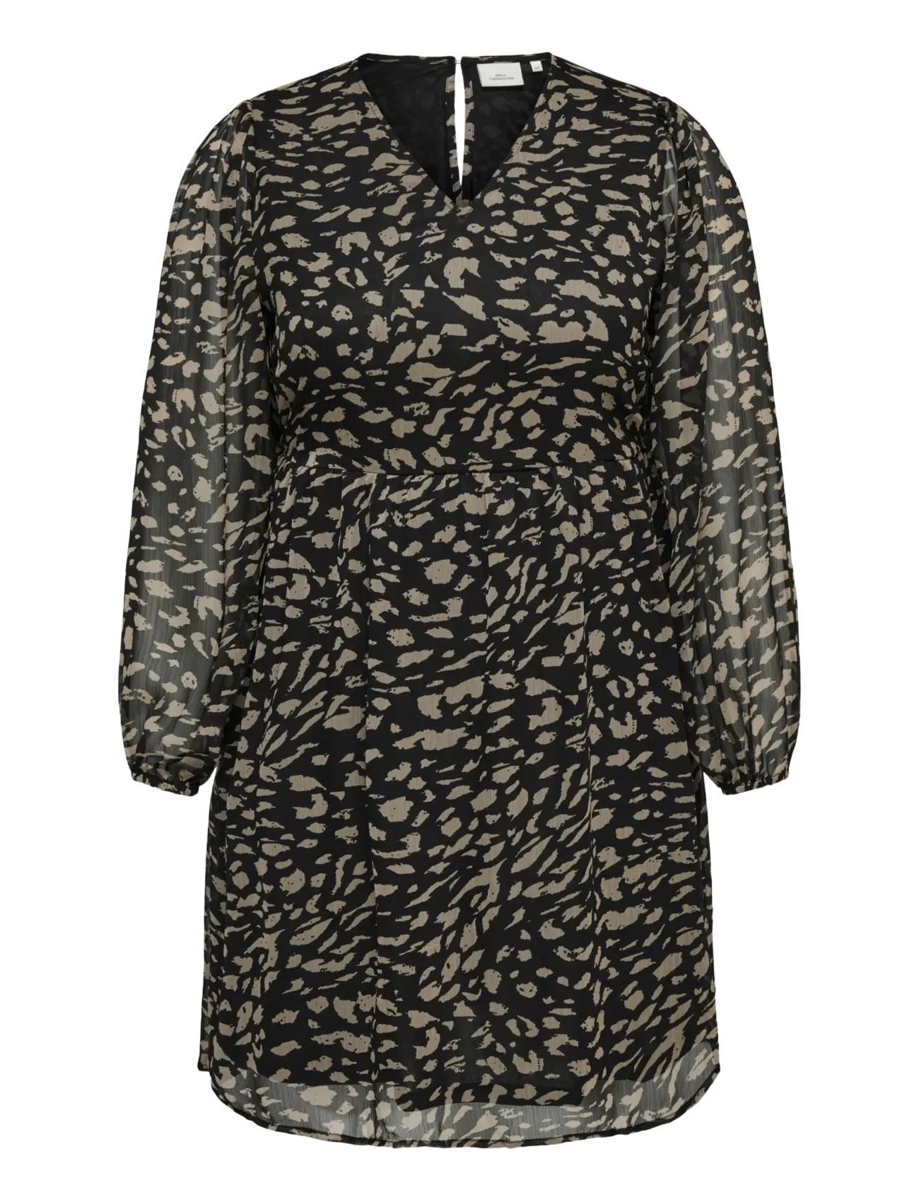 ONLY Carmakoma CARASTA L/S V-NECK MINI DRESS AOP - Kleider - BLACK / black