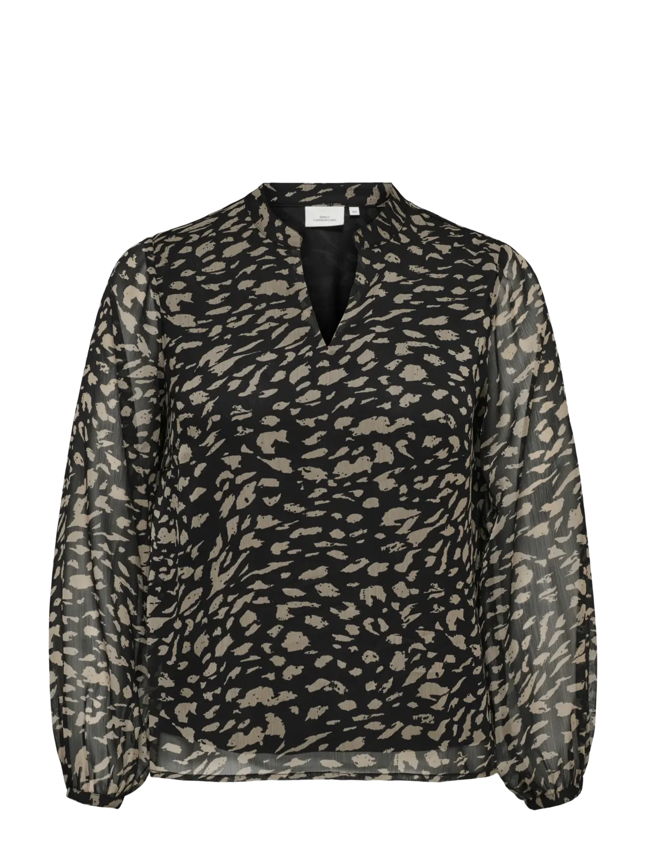 ONLY Carmakoma CARASTA L/S V-NECK TOP AOP - Blouses & Shirts - BLACK / black