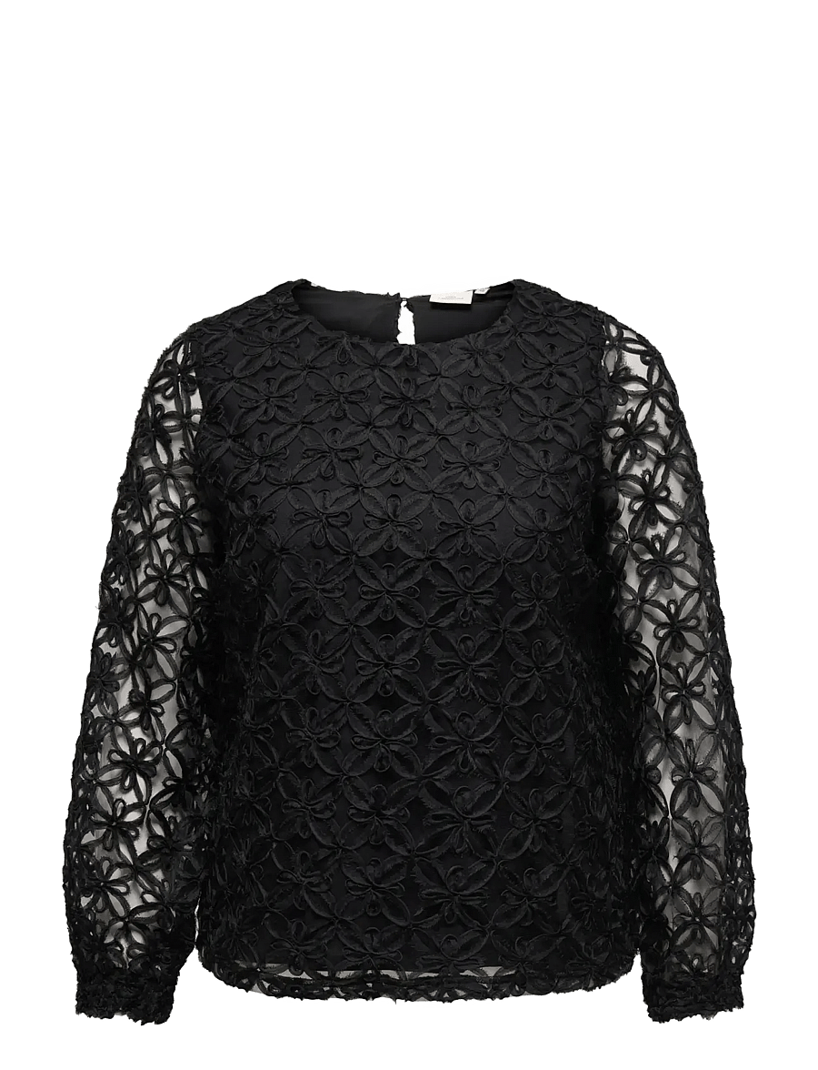 ONLY Carmakoma - CARSAGE L/S O-NECK STRUCTURE TOP WVN - cloud dancer - 0