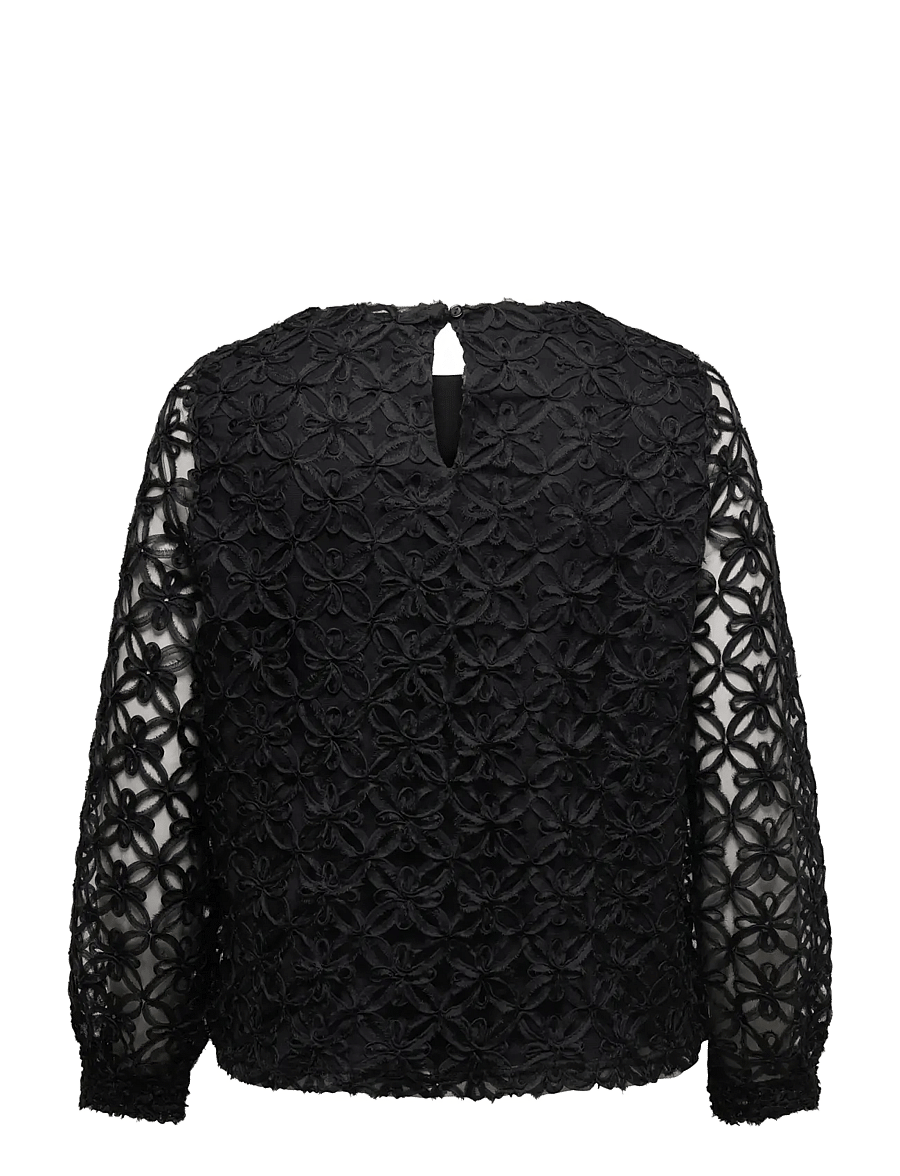 ONLY Carmakoma - CARSAGE L/S O-NECK STRUCTURE TOP WVN - cloud dancer - 1