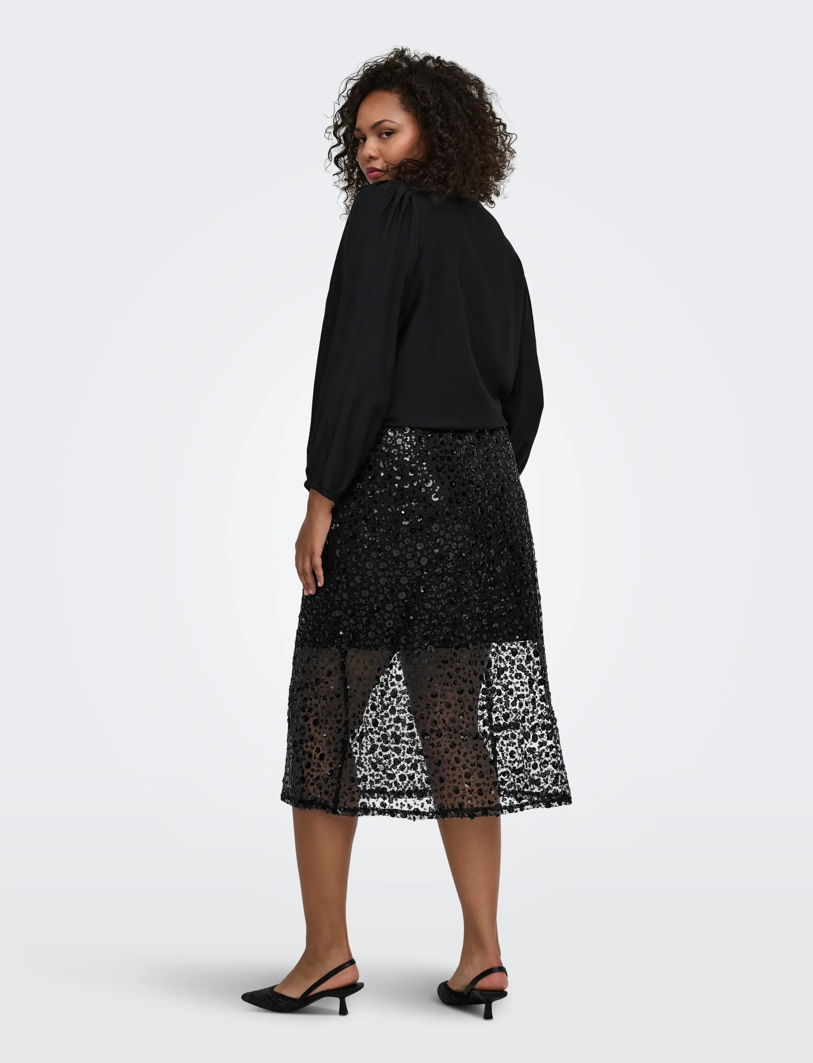 ONLY Carmakoma - CARRHILO SEQUINS MIDAXI SKIRT WVN - sequin skirts - black - 3