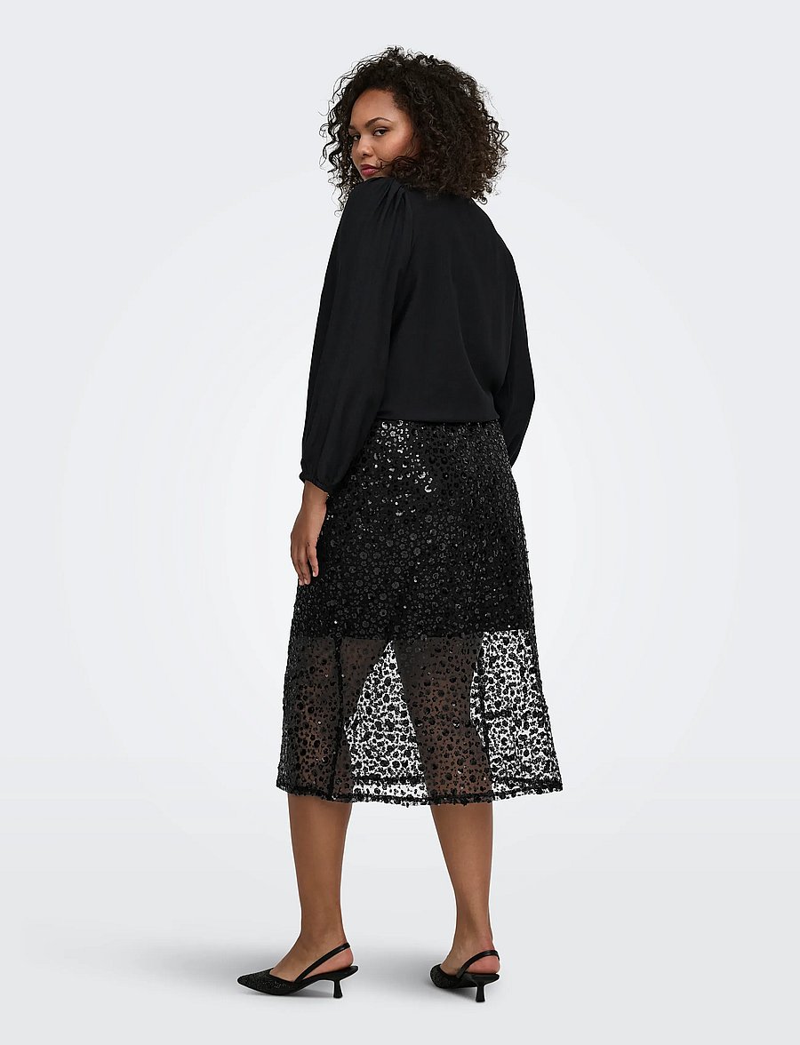 ONLY Carmakoma - CARRHILO SEQUINS MIDAXI SKIRT WVN - sequin skirts - black - 3