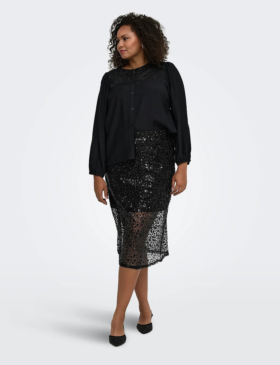 ONLY Carmakoma - CARRHILO SEQUINS MIDAXI SKIRT WVN - sequin skirts - black - 4