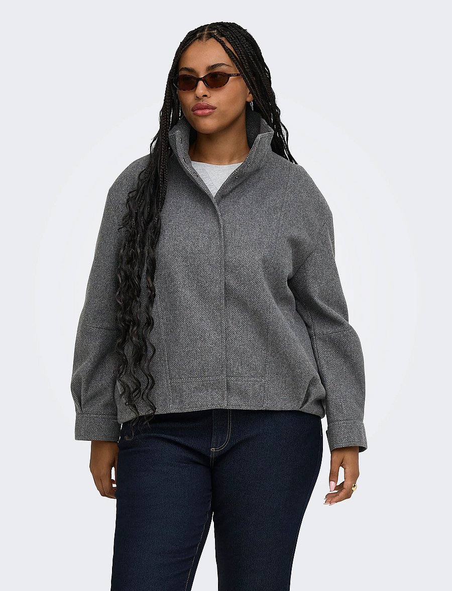 ONLY Carmakoma - CARASTA HIGH COLLAR BOMBER JACKET OTW - bomber jackets - dark grey melange - 0