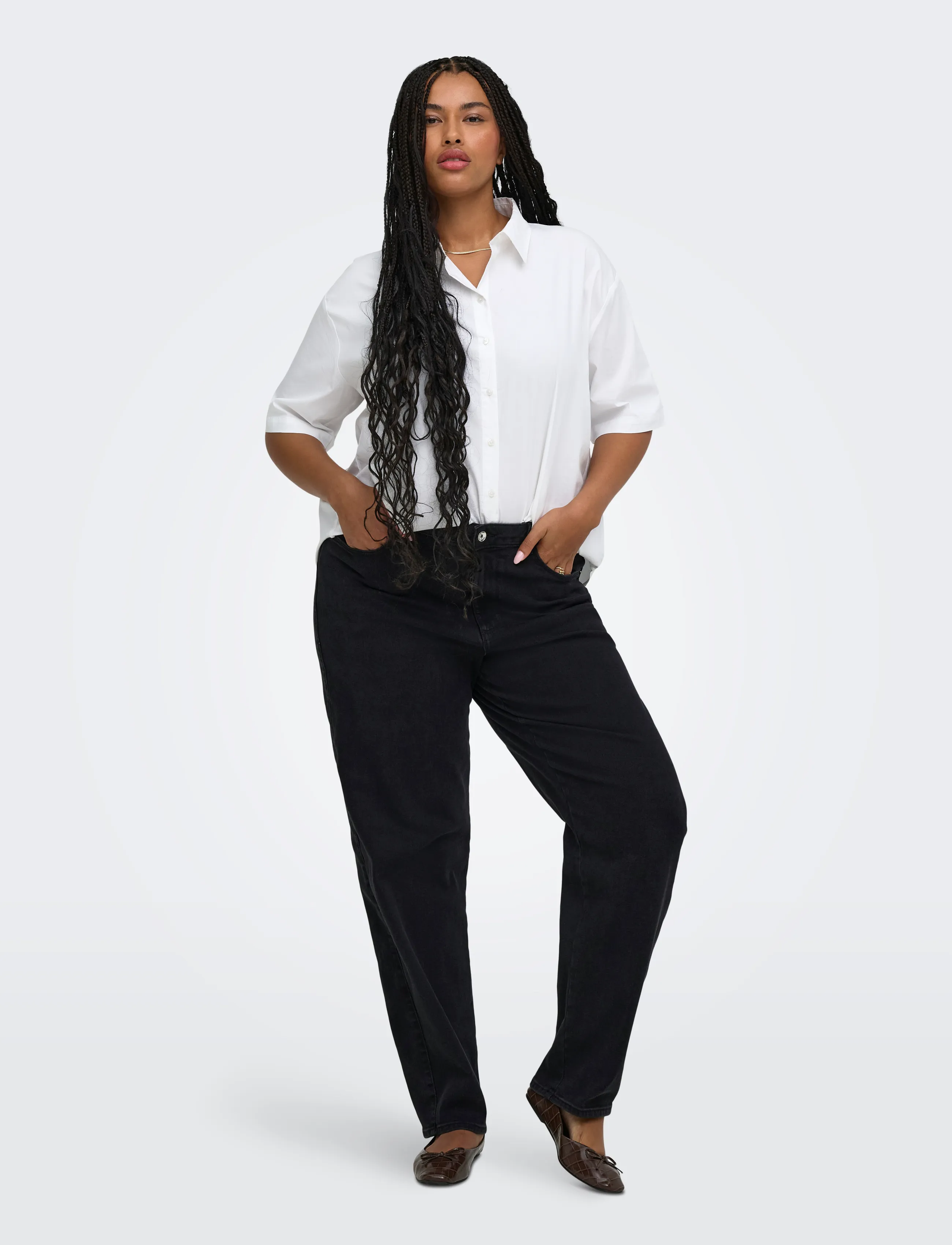 ONLY Carmakoma Carsnow Hw Barrel Dnm Pim relaxed fit jeans dam – bild 3