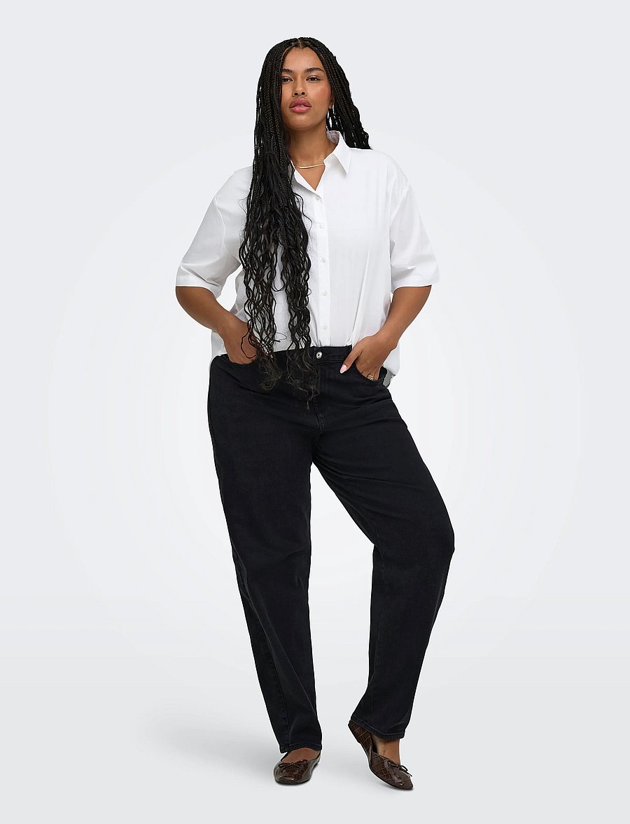 ONLY Carmakoma - CARSNOW HW BARREL DNM PIM - barrel jeans - washed black - 4