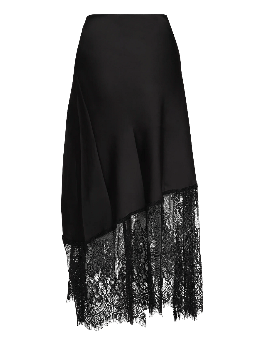 ONLY Carmakoma - CAREMILY MIDAXI ASYM LACE SKIRT WVN VP - satinröcke - black - 2