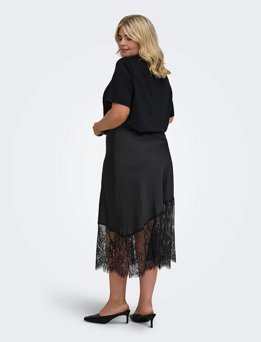 ONLY Carmakoma - CAREMILY MIDAXI ASYM LACE SKIRT WVN VP - satinröcke - black - 5